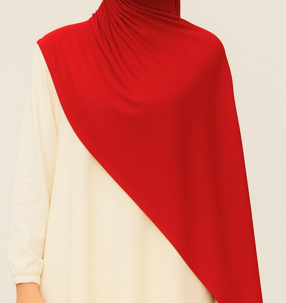 Red Cotton Jersey Hijab
