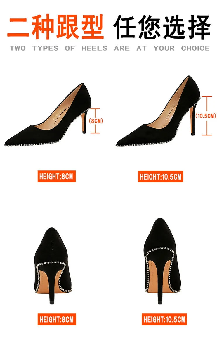 Black Beaded Stiletto Heels