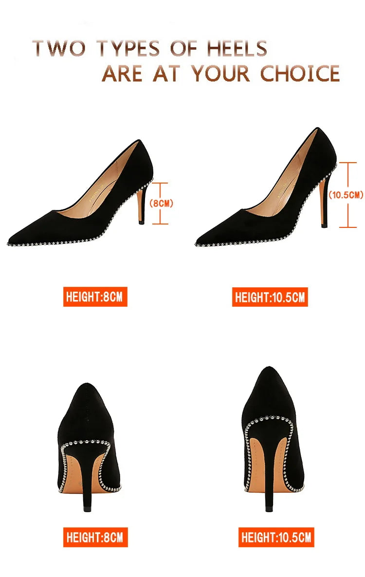 Black Beaded Stiletto Heels