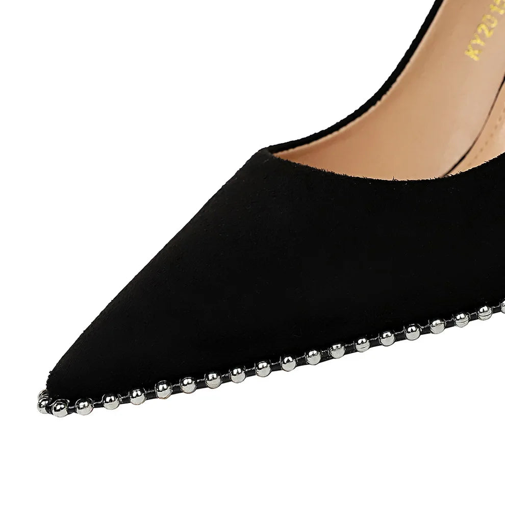 Black Beaded Stiletto Heels
