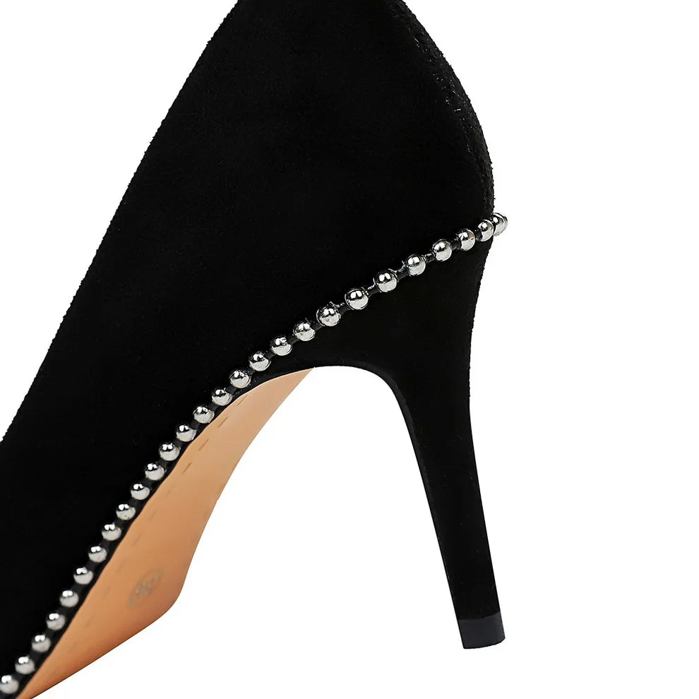 Black Beaded Stiletto Heels