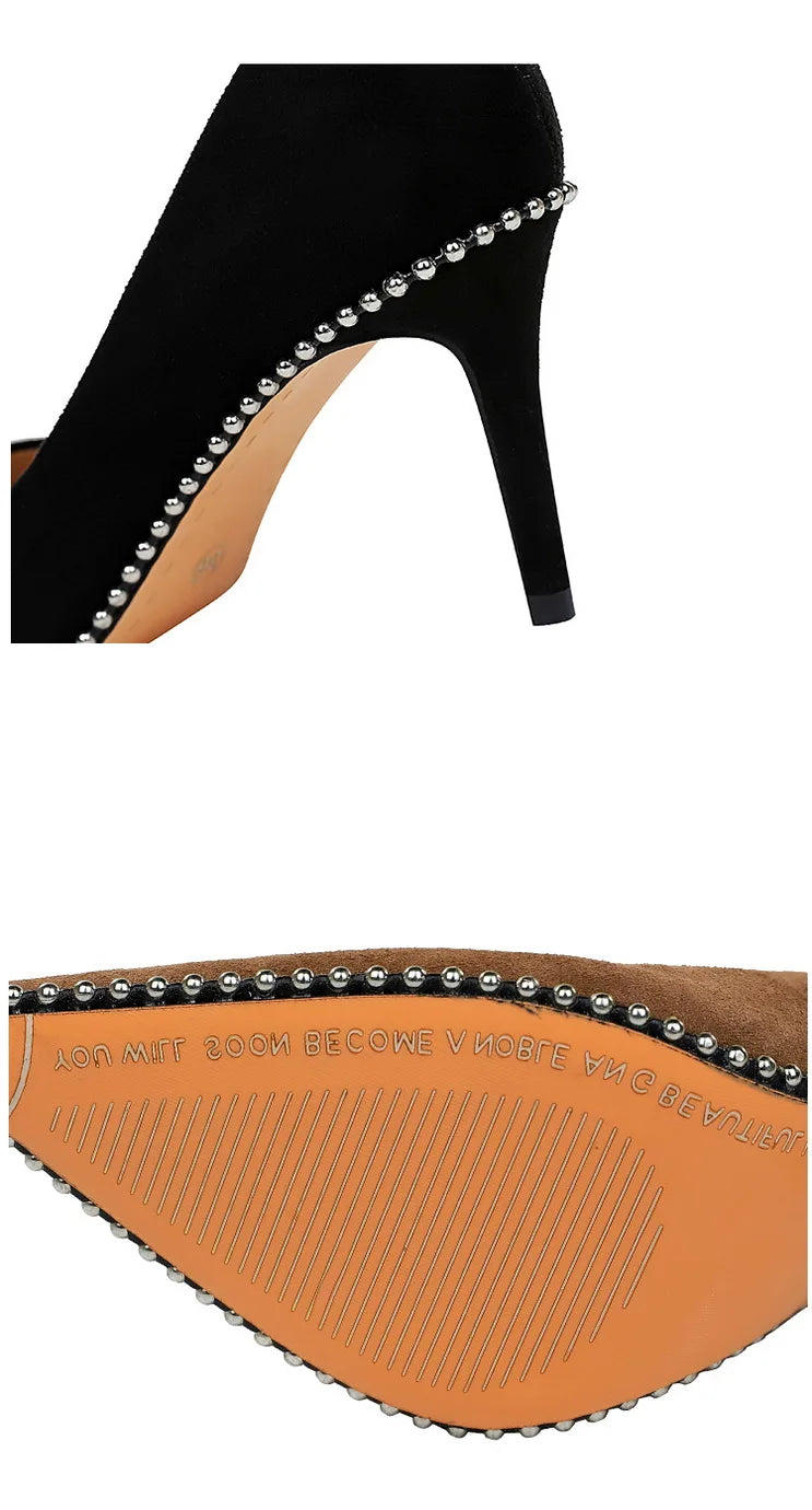 Black Beaded Stiletto Heels