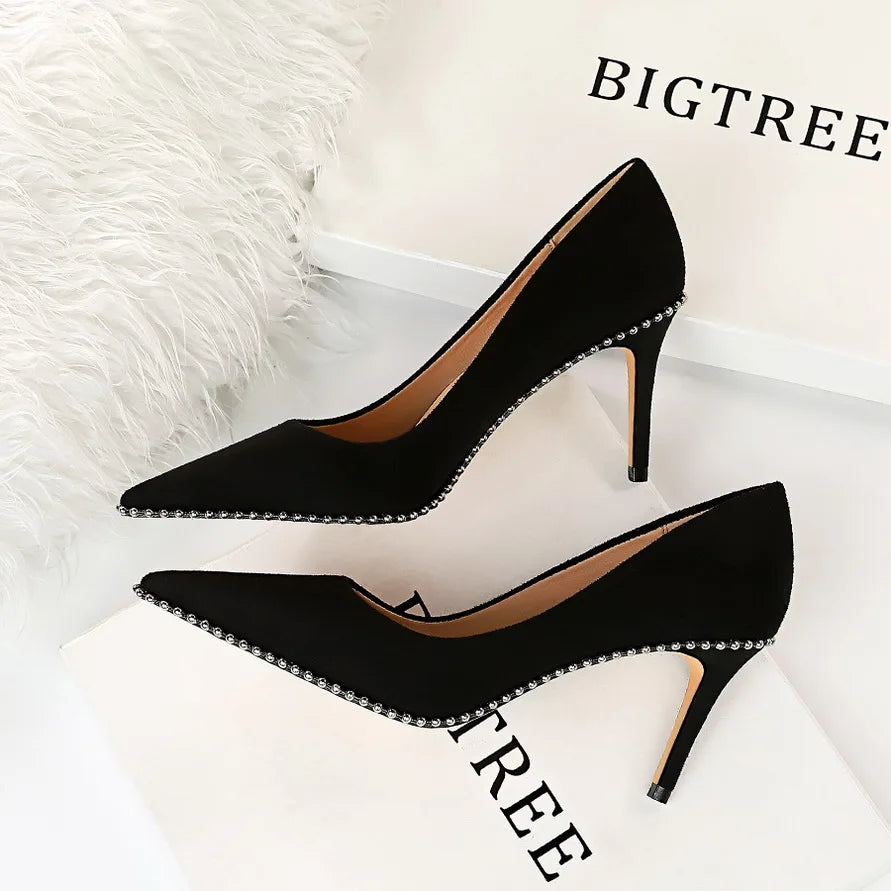 Black Beaded Stiletto Heels