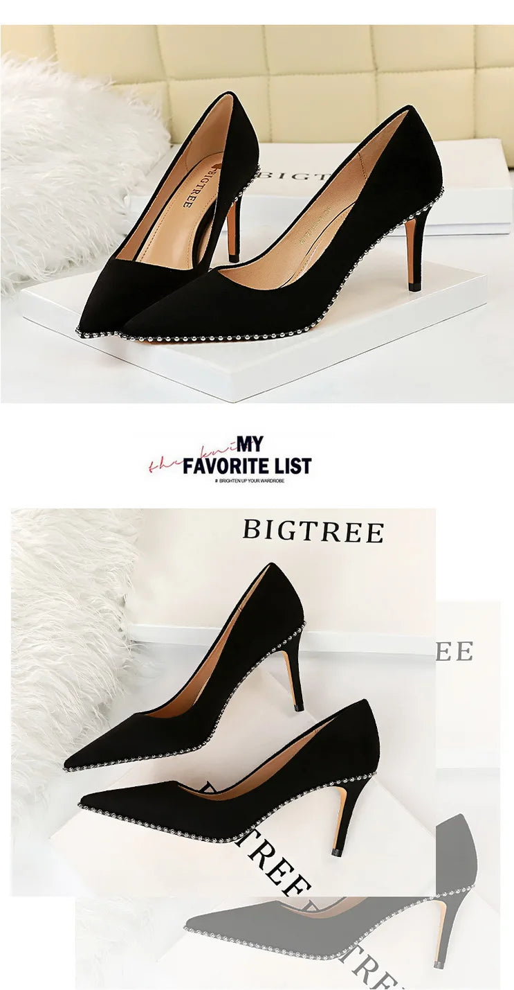 Black Beaded Stiletto Heels