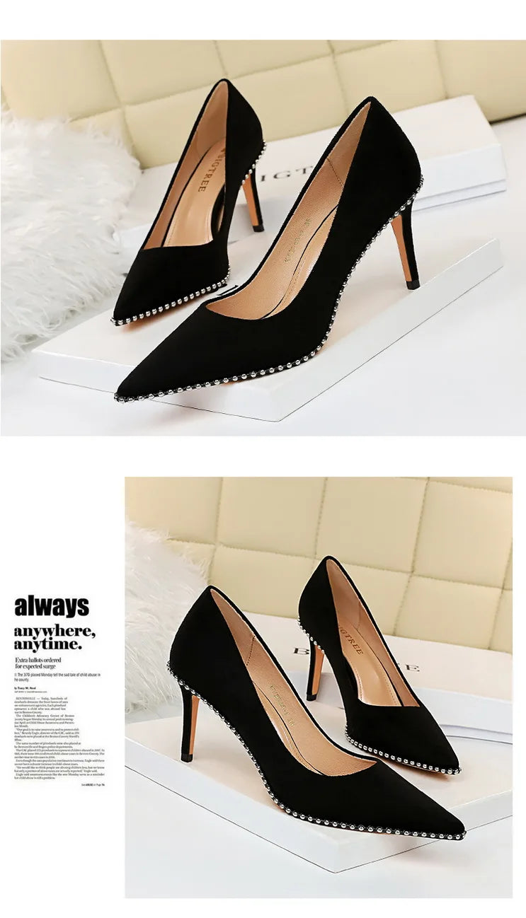 Black Beaded Stiletto Heels