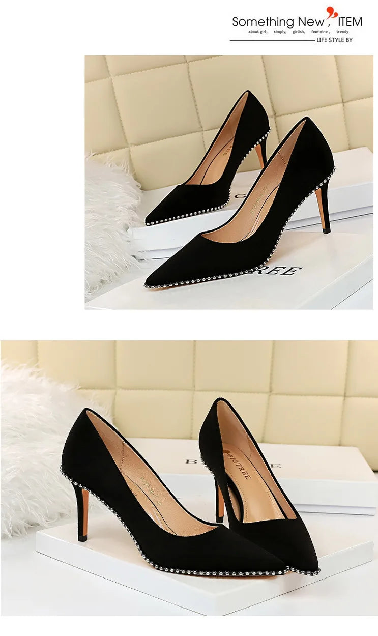 Black Beaded Stiletto Heels