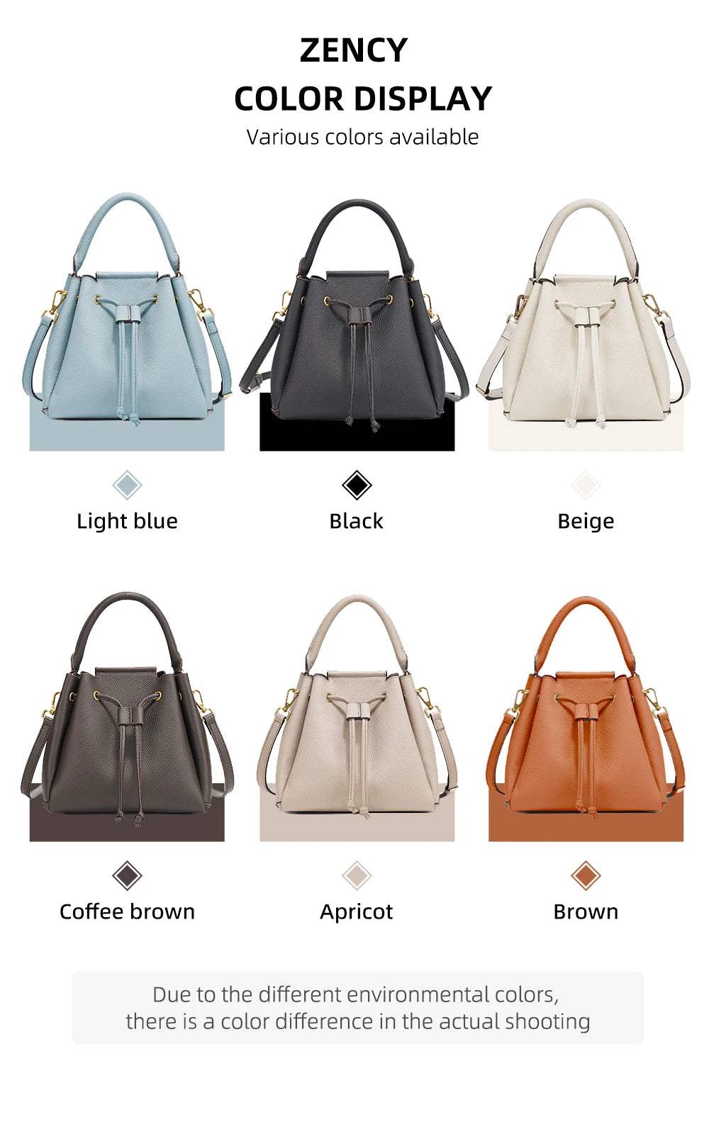 Zency Leather Bucket Bag