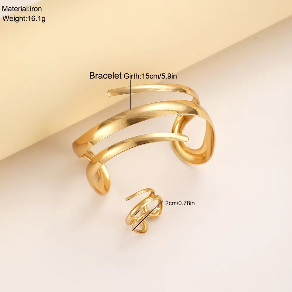 Gold-Tone Bracelet and Ring Set