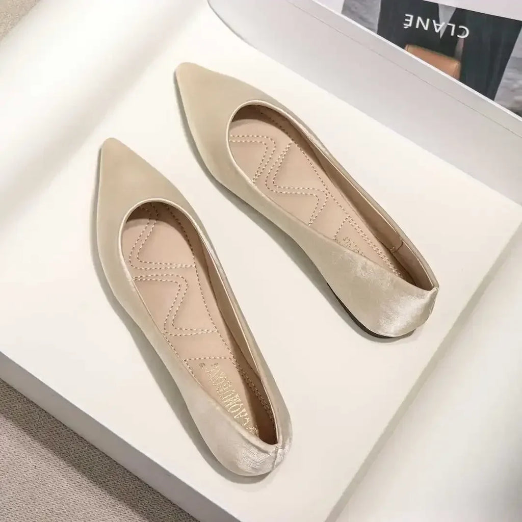 Pointed-Toe Low-Heel Flats
