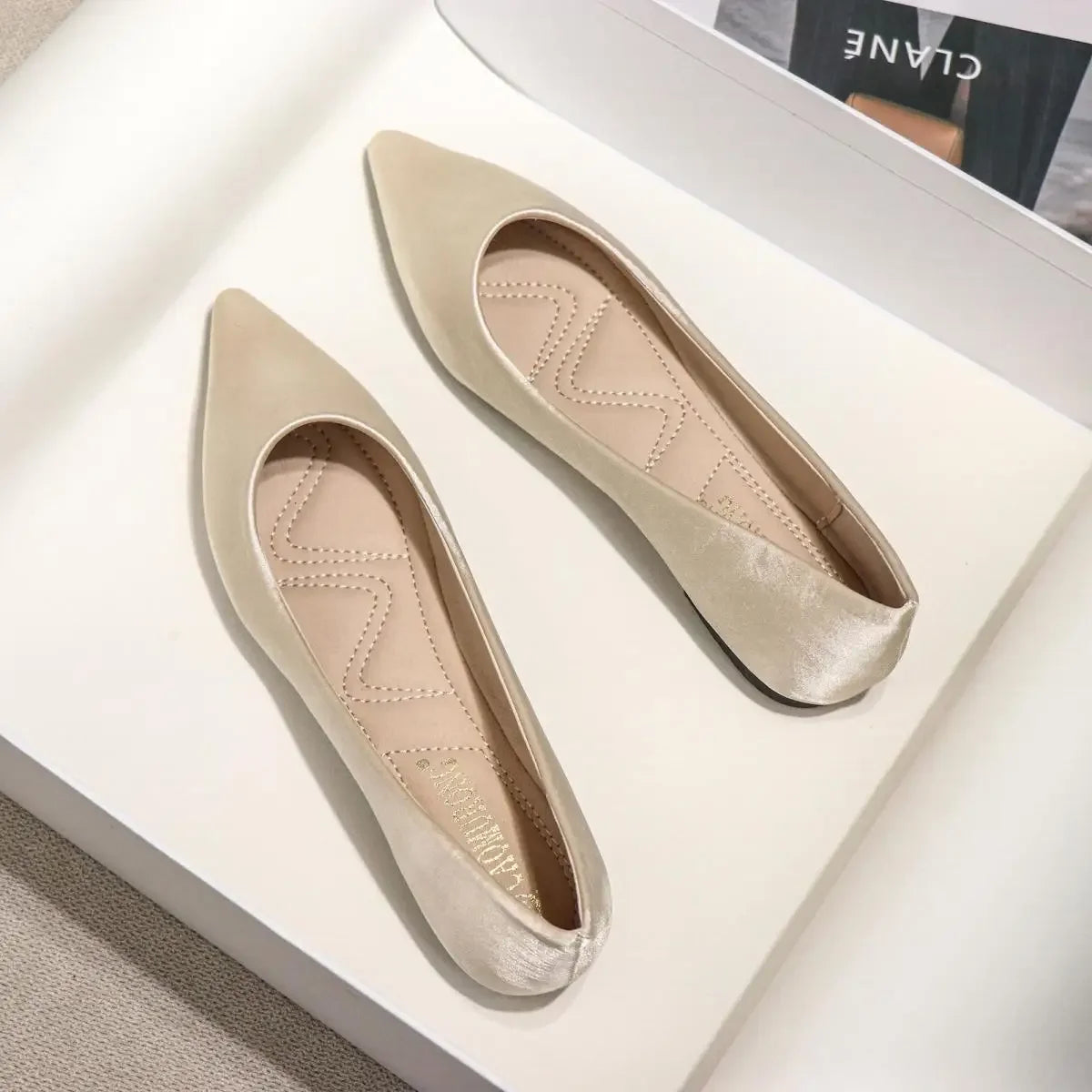 Pointed-Toe Low-Heel Flats