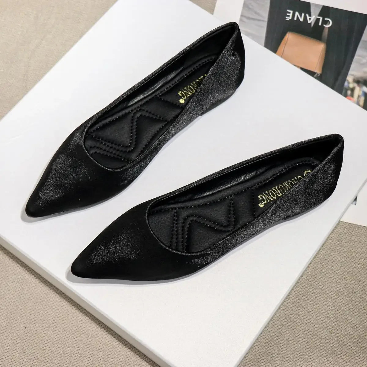 Pointed-Toe Low-Heel Flats