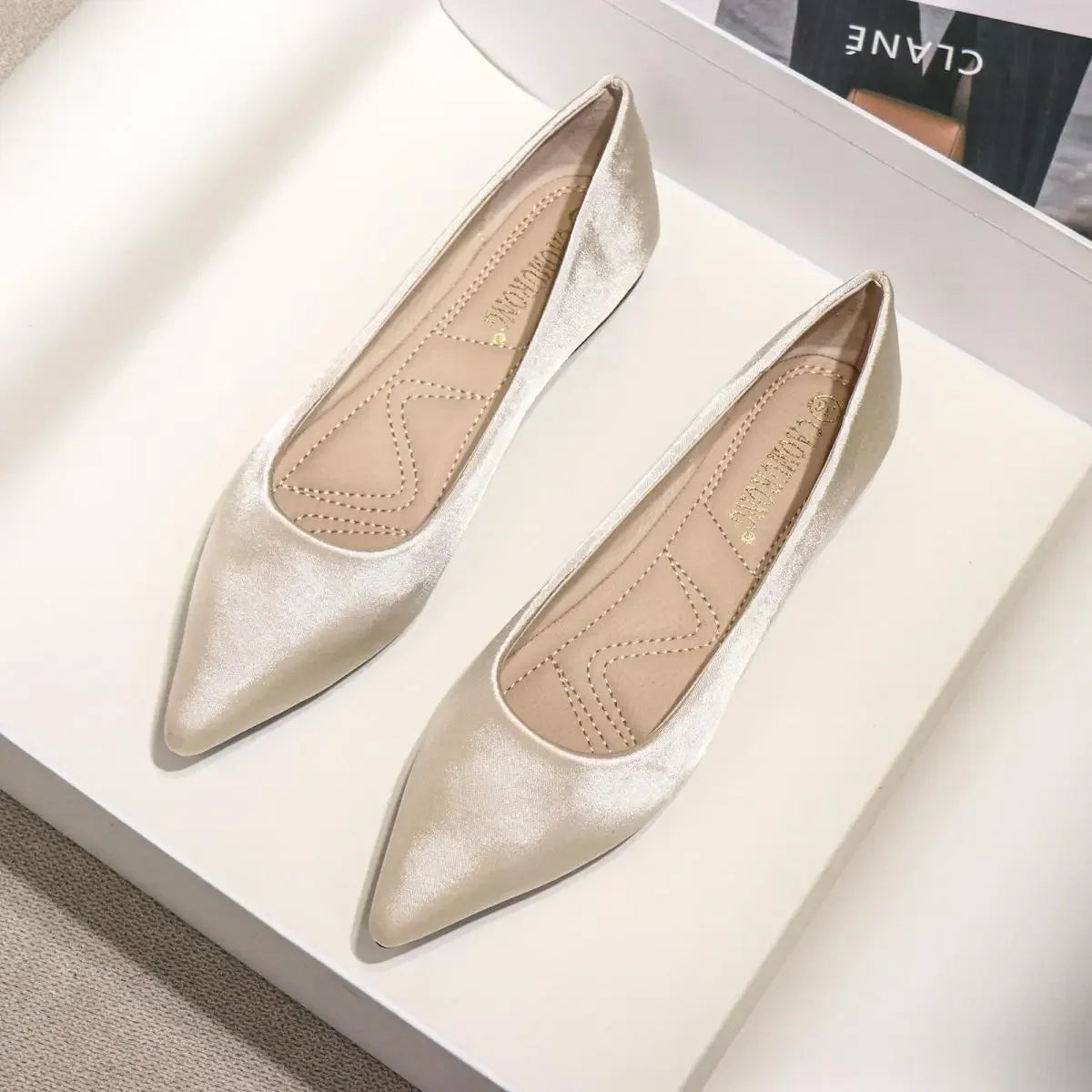 Pointed-Toe Low-Heel Flats