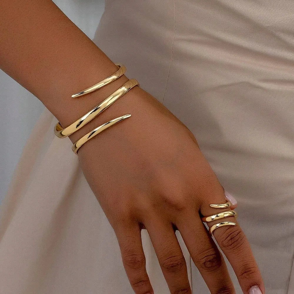 Gold-Tone Bracelet and Ring Set