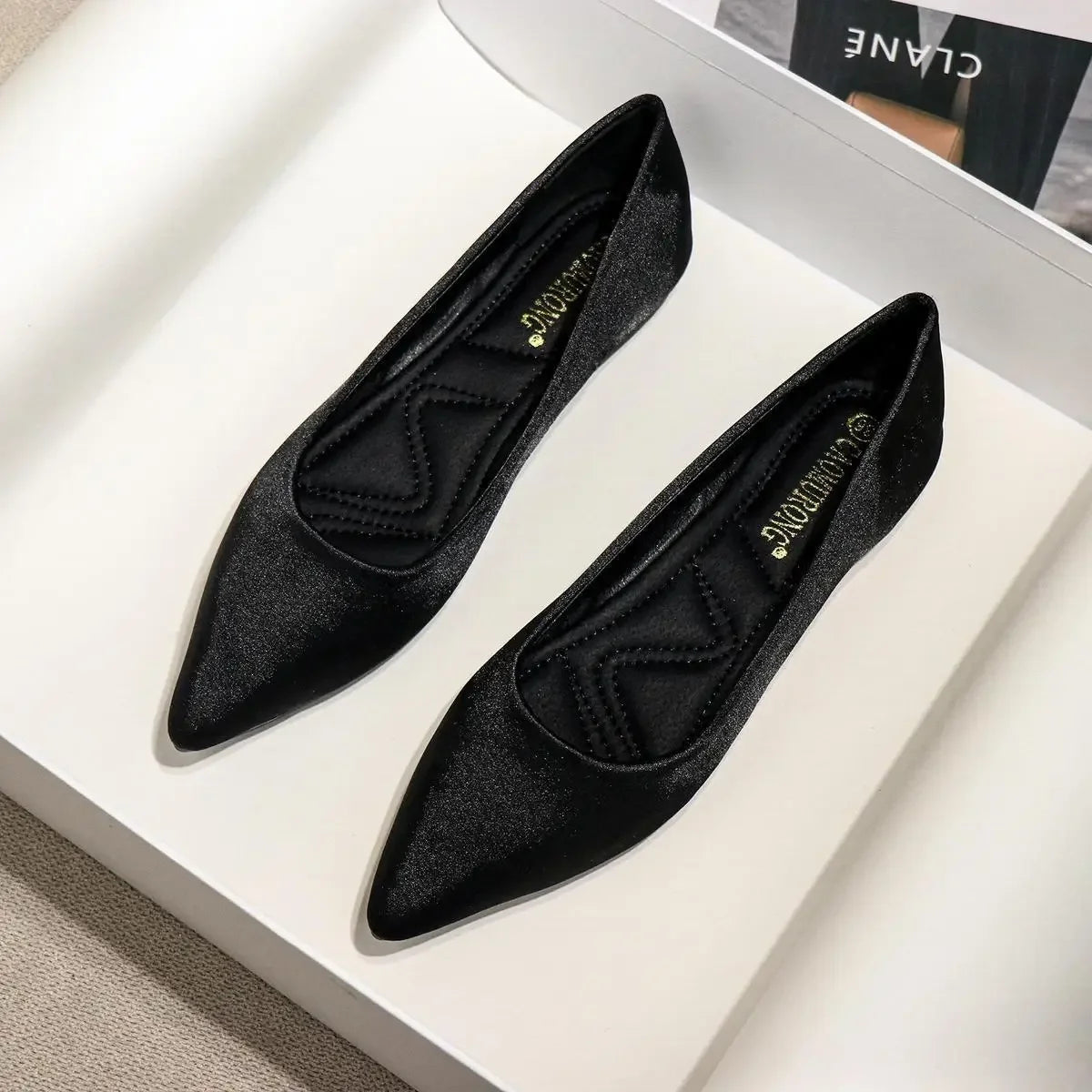 Pointed-Toe Low-Heel Flats