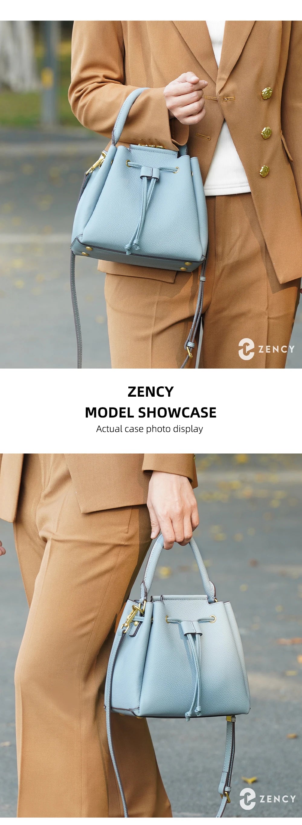 Zency Leather Bucket Bag